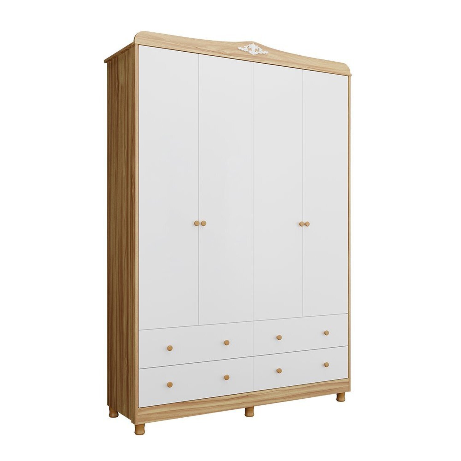 Guarda-roupa de Bebê 156,80cm 4 Portas e 4 Gavetas 100% Mdf Maya Clássico Espresso Móveis - 3