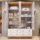Ver imagem 5 de Guarda-Roupa de Bebê 156,80cm 4 Portas e 4 Gavetas 100% MDF Maya Clássico Espresso Móveis Branco/Brilho/Amêndoa