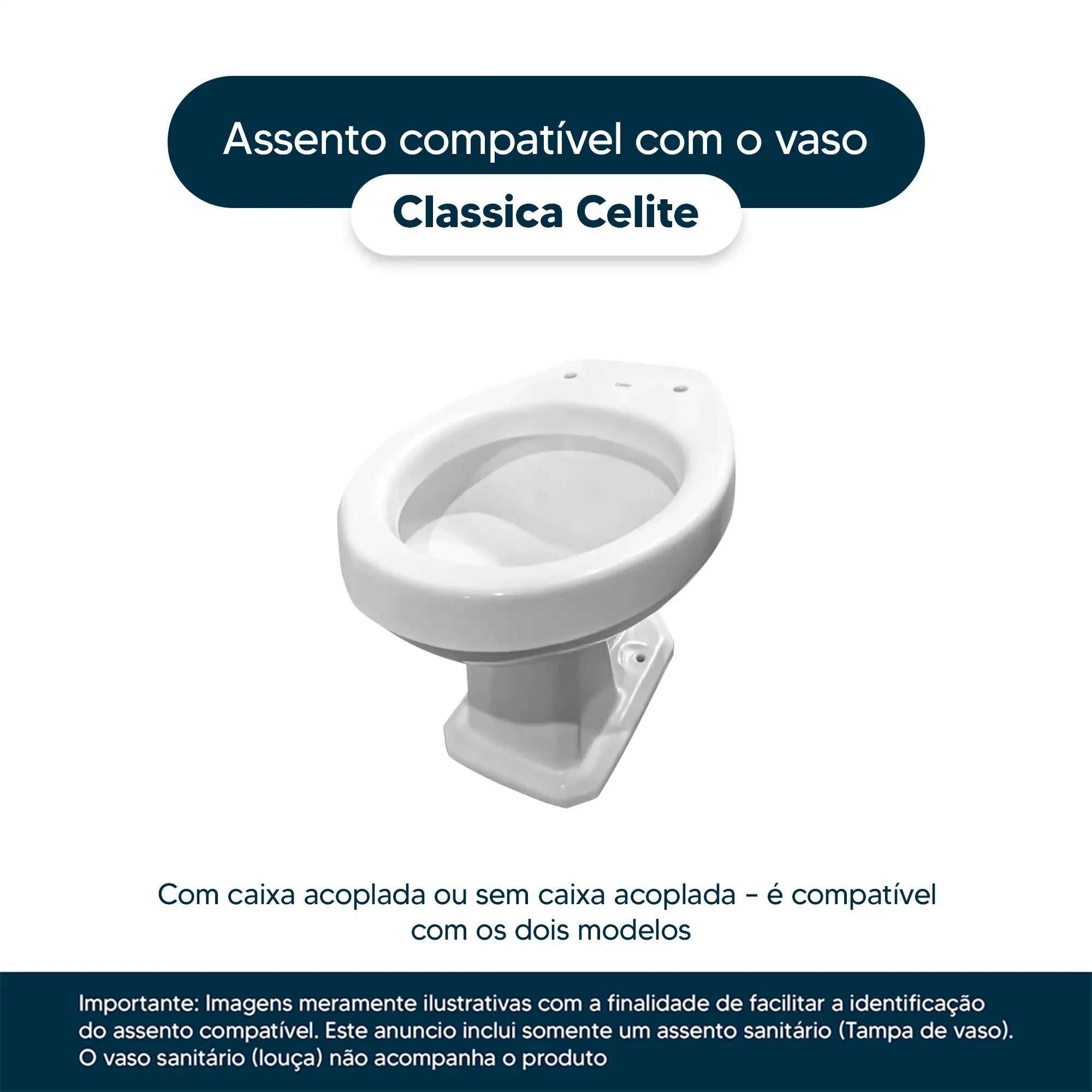 Assento Sanitário Poliester Classica Cinza Prata para vaso Celite - 5