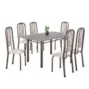 Ver imagem 2 de Conjunto de Mesa Retangular 140x75cm Tampo Granito Ocre 6 Cadeiras Lavínea Prata/Arabesco/Mart