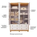 Ver imagem 6 de Guarda-roupa de Bebê 156,80cm 4 Portas com Janela e 4 Gavetas 100% Mdf Maya Clássico Espresso Móveis