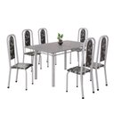 Ver imagem 2 de Conjunto de Mesa Retangular 140x75cm Tampo Granito Ocre 6 Cadeiras Lavínea Branco/Preto Floral/Mart Pérola