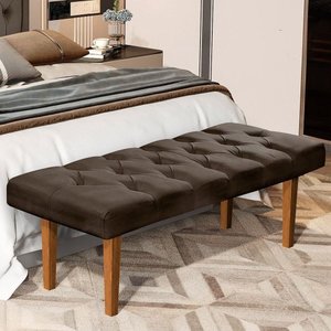 Recamier Banco Paris para Cama Casal 130cm Suede Pavia Decorativo - Marrom
