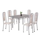 Ver imagem 2 de Conjunto de Mesa Retangular 140x75cm Tampo Granito Ocre 6 Cadeiras Lavínea