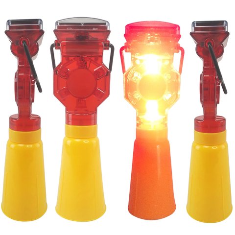Sinalizador Viario Solar Kit 4 Uni Sinalizaçao Rua Rodovia Iluminaçao Pista Obra Transito Segurança 