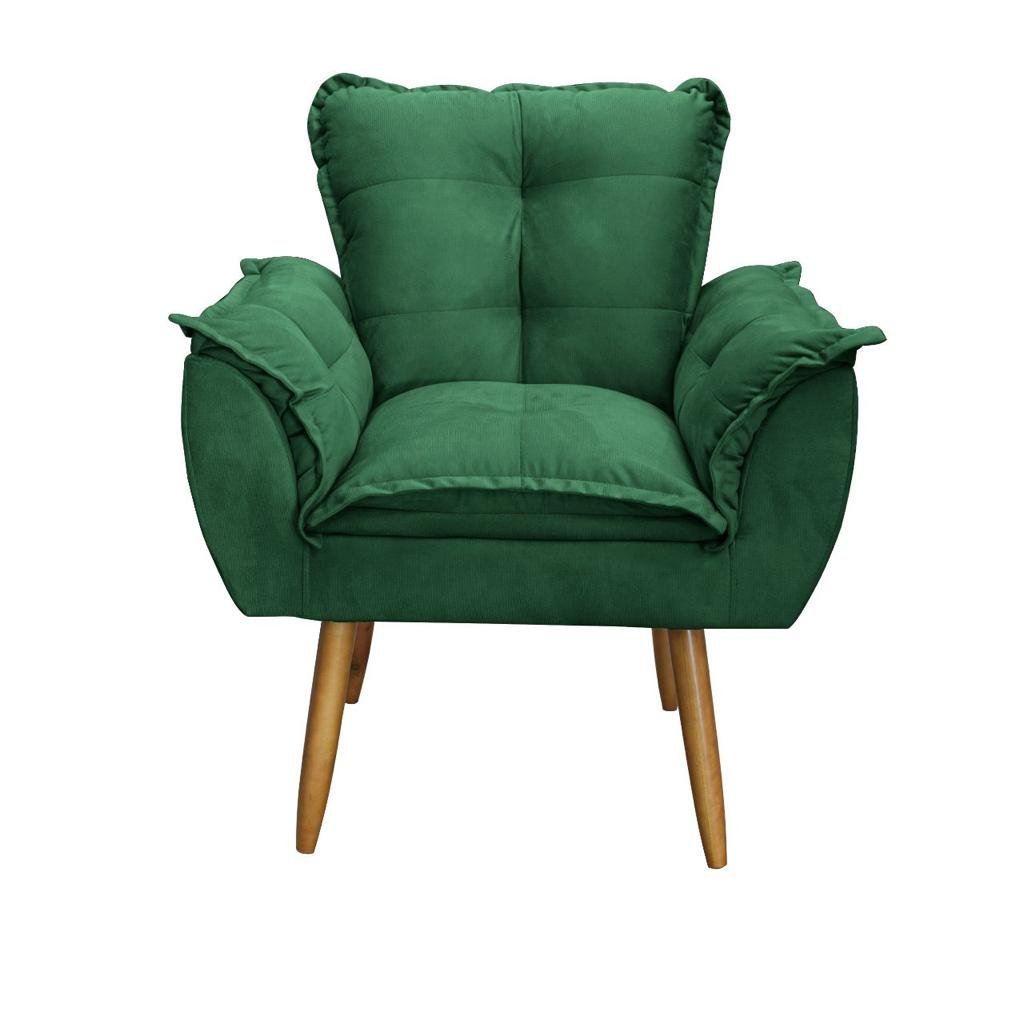 Kit 02 Poltronas Decorativas Opala Lux Sala Recepeção Verde - Visan Estofados - 4