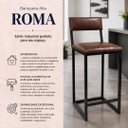 Ver imagem 2 de Banqueta Alta para Cozinha Estofada Roma Cor Marrom - Kmj