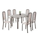 Ver imagem 2 de Conjunto de Mesa Retangular 140x75cm Tampo Granito Topázio 6 Cadeiras Lavínea Prata/Botanic Bege/Mart