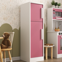 Ver imagem 1 de Geladeira Infantil Colorida Brinquedo com Puxador e 2 Portas e Design Lúdico: Rosa