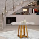 Ver imagem 1 de Mesa De Jantar Redonda Tampo De Vidro 120cm Mel Off White