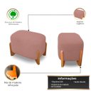 Ver imagem 3 de Puff Oval Pé de Madeira Decorativo para Sala Orgânico Confortável e Reforçado Bouclé Fluffy