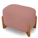 Ver imagem 1 de Puff Oval Pé de Madeira Decorativo para Sala Orgânico Confortável e Reforçado Bouclé Fluffy