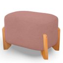 Ver imagem 4 de Puff Oval Pé de Madeira Decorativo para Sala Orgânico Confortável e Reforçado Bouclé Fluffy