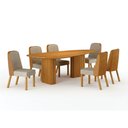 Ver imagem 1 de Conjunto Sala de Jantar Ísis 180cm com 6 Cadeiras Tampo Orgânico s/ Vidro Cinamomo Cinamomo/Sintétic