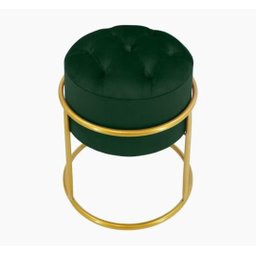Puff Banqueta Estofado Decorativo Base de Ferro Capitonê Suede Verde Eli Móveis e Decoração - 1