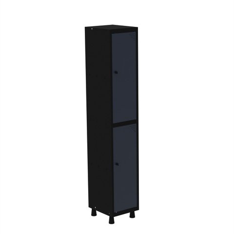 Roupeiro em Aço Mt 1V 2 Portas com Prateleira Interna Pitâo Azul/Preto/Delrei