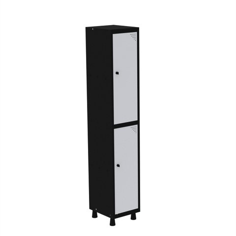 Roupeiro em Aço Mt 1V 2 Portas com Prateleira Interna Pitâo Branco/Preto