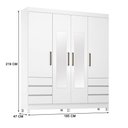 Ver imagem 5 de Guarda Roupa Casal Roma 4 Portas de Bater 6 Gavetas com Espelho Branco Demóbile