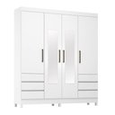 Ver imagem 3 de Guarda Roupa Casal Roma 4 Portas de Bater 6 Gavetas com Espelho Branco Demóbile