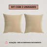 Kit 2 Capa Almofada Veludo Lisa 43x43 Ziper - Bege - 4