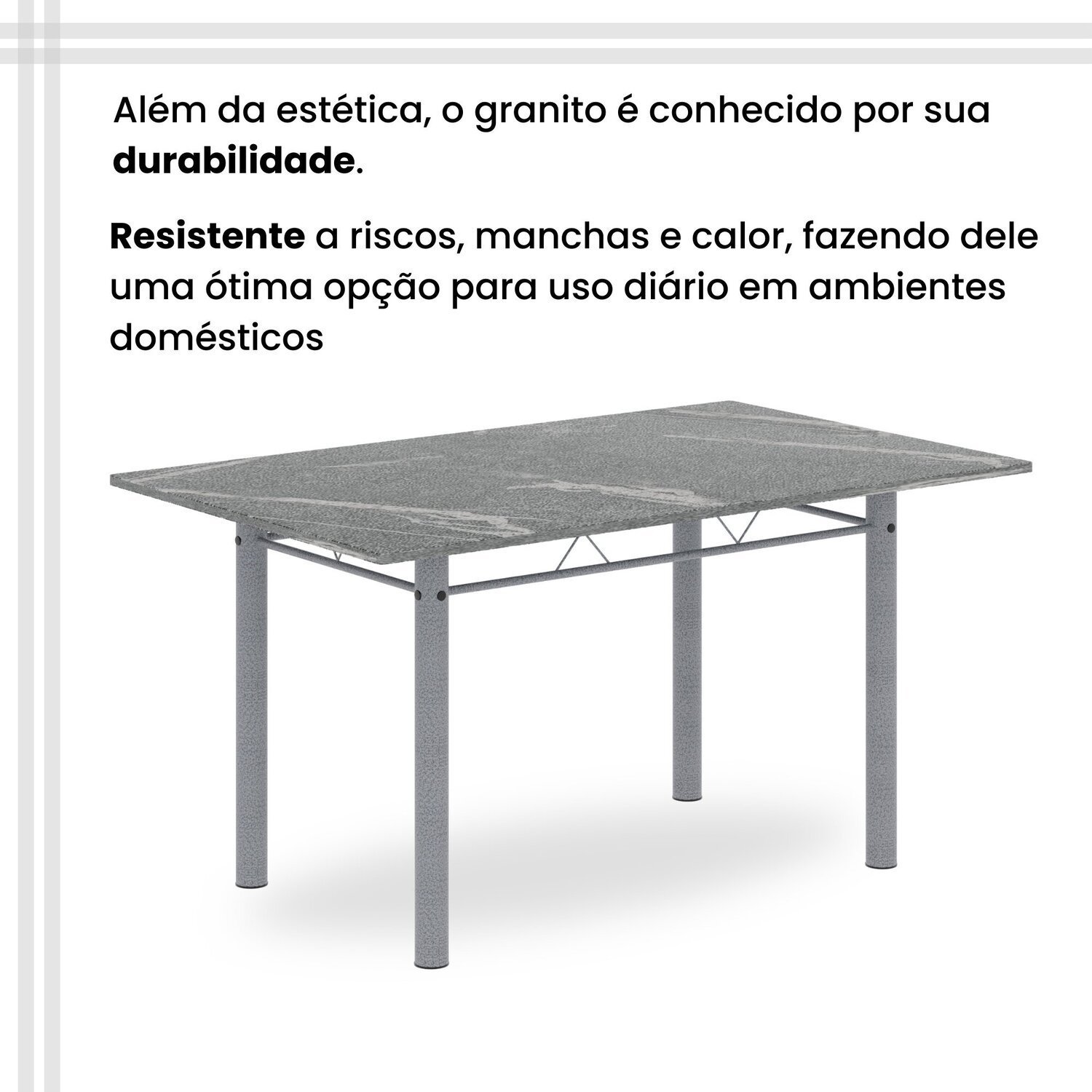 Conjunto de Mesa Retangular 140x75cm Tampo Granito Topázio 6 Cadeiras Lavínea - 8