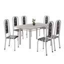 Ver imagem 2 de Conjunto de Mesa Retangular 140x75cm Tampo Granito Topázio 6 Cadeiras Lavínea Branco/Preto Floral/Mart Pérola