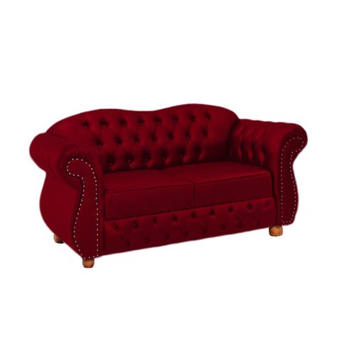 Namoradeira Chesterfield Merlô 2 Lugares Suede Bordo