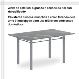 Conjunto de Mesa Retangular 140x75cm Tampo Granito Topázio 6 Cadeiras Lavínea - 8