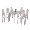 Ver imagem 2 de Conjunto de Mesa Retangular 140x75cm Tampo Granito Topázio 6 Cadeiras Lavínea Branco/Botanic Bege/Mart Pérola