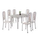 Ver imagem 2 de Conjunto de Mesa Retangular 140x75cm Tampo Granito Topázio 6 Cadeiras Lavínea Branco/Arabesco/Mart Pérola