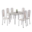 Ver imagem 2 de Conjunto de Mesa Retangular 140x75cm Tampo Granito Topázio 6 Cadeiras Lavínea