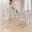 Ver imagem 1 de Conjunto de Mesa Retangular 140x75cm Tampo Granito Topázio 6 Cadeiras Lavínea