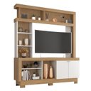 Ver imagem 2 de Estante para TV e Home Theater até 50 Polegadas 160CMX188CM 2 Portas 8 Nichos Nature Off White Mali Marrom