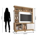 Ver imagem 4 de Estante para TV e Home Theater até 50 Polegadas 160CMX188CM 2 Portas 8 Nichos Nature Off White Mali Marrom