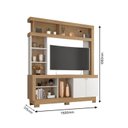 Ver imagem 3 de Estante para TV e Home Theater até 50 Polegadas 160CMX188CM 2 Portas 8 Nichos Nature Off White Mali Marrom