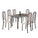 Ver imagem 2 de Conjunto de Mesa Retangular 140x75cm Tampo Ardósia Indiano 6 Cadeiras Lavínea Prata/Botanic Bege/Mart