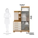 Ver imagem 4 de Guarda-Roupa Solteiro 2 Portas 4 Gavetas com Espelho 100% MDF 110cm Zínia Espresso Móveis Off White/Cinamomo