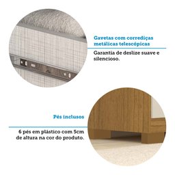 Guarda-roupa Solteiro 110,20cm 2 Portas 4 Gavetas com Espelho 100% Mdf Melissa  - 9