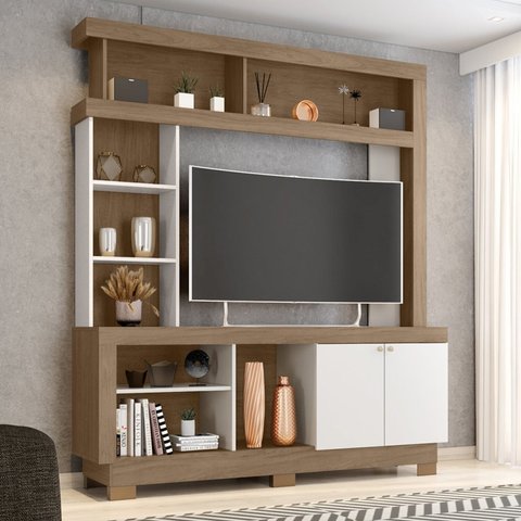 Estante Home Painel para Tv até 50 Polegadas 188cmx160cm 2 Portas Mali