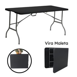 Mesa Dobrável de Plástico Preta 180 X 74 Cm Cor Preta - 3