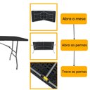 Ver imagem 4 de Mesa Dobrável de Plástico Preta 180 X 74 Cm Cor Preta