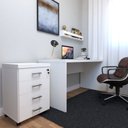 Ver imagem 1 de Escrivaninha Mesa Escritório com Gaveteiro e Prateleira 120cm Branco