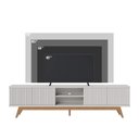 Ver imagem 3 de Rack Fortaleza 218cm P/tv até 75 Polegadas 4 Portas C/detalhe Ripado e Pés em Madeira Maciça Colibri