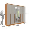 Guarda Roupa Casal 6 Portas 8 Gavetas Puxador MDF 270cm com Espelho Portugal Espresso Móveis   - 4