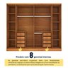 Guarda Roupa Casal 6 Portas 8 Gavetas Puxador MDF 270cm com Espelho Portugal Espresso Móveis   - 9