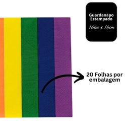Guardanapo Estampado Colorido Arco-íris 20 Folhas 16cm X 16cm - Tuut - 6