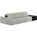 Ver imagem 1 de Sofá Ilha Modular para Sala 342cm com Puff Dublin K01 Linho Cinza e Sintético Preto - Lyam Decor