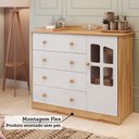 Ver mais imagens de Cômoda de Bebê 120,30cm 1 Porta com Janela 4 Gavetas 100% MDF Maya Clássico Espresso Móveis Branco/Brilho/Amêndoa