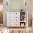 Ver imagem 5 de Cômoda de Bebê 120,30cm 1 Porta com Janela 4 Gavetas 100% MDF Maya Clássico Espresso Móveis Branco/Brilho/Amêndoa