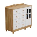 Ver imagem 3 de Cômoda de Bebê 120,30cm 1 Porta com Janela 4 Gavetas 100% MDF Maya Clássico Espresso Móveis Branco/Brilho/Amêndoa